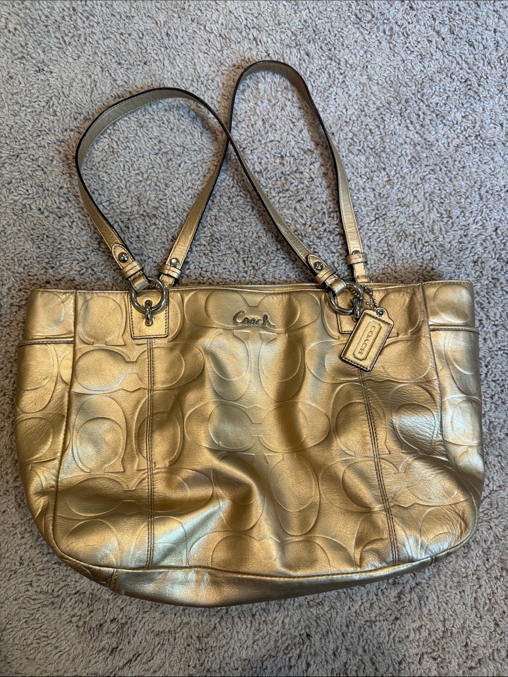 Coach Metallic Gold Signature Leather Tote